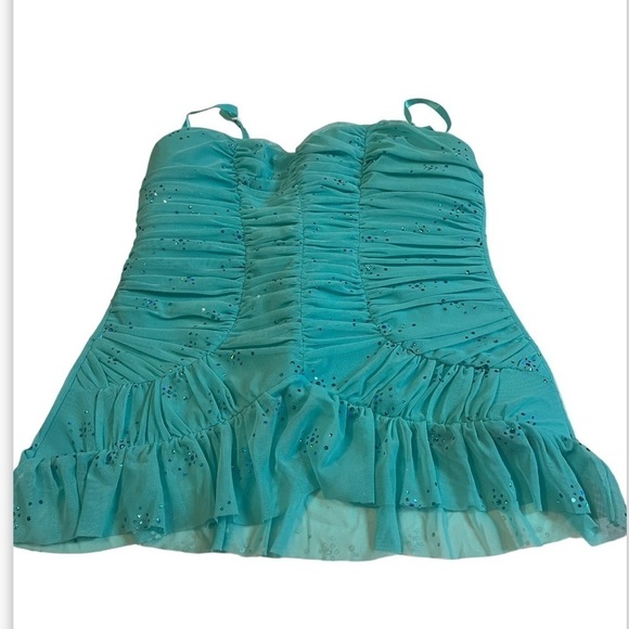 Y2k Victoria Secret Pretty Little Things Glitter Bustier Top Ruffle Hem Stretchy - Picture 4 of 9